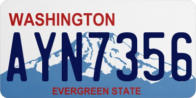 WA license plate AYN7356