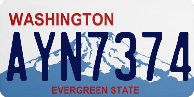 WA license plate AYN7374