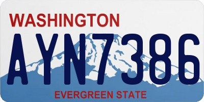 WA license plate AYN7386