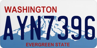 WA license plate AYN7396