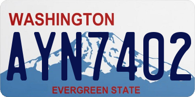 WA license plate AYN7402