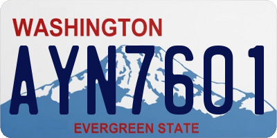 WA license plate AYN7601