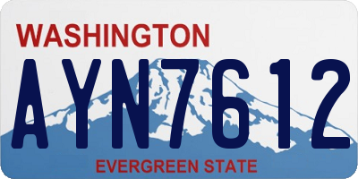 WA license plate AYN7612