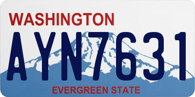 WA license plate AYN7631