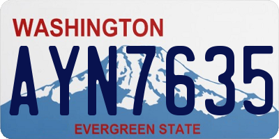 WA license plate AYN7635