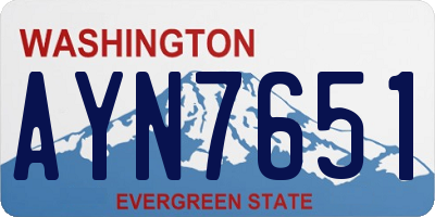 WA license plate AYN7651