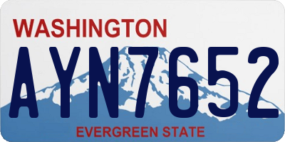 WA license plate AYN7652