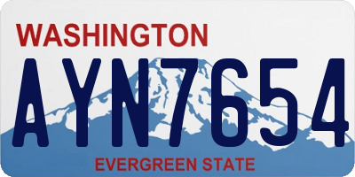 WA license plate AYN7654