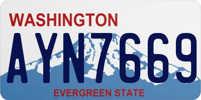 WA license plate AYN7669