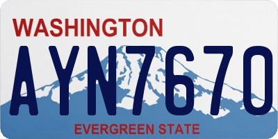 WA license plate AYN7670
