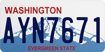 WA license plate AYN7671