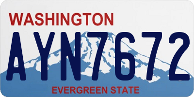 WA license plate AYN7672