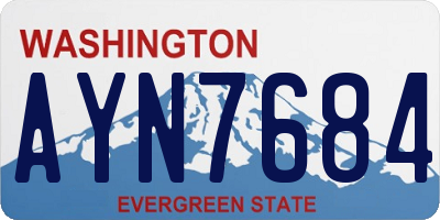 WA license plate AYN7684