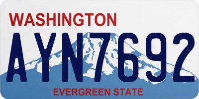WA license plate AYN7692
