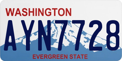 WA license plate AYN7728
