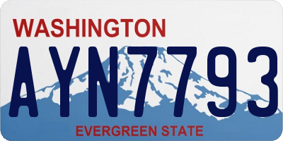 WA license plate AYN7793
