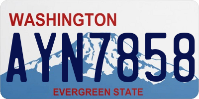WA license plate AYN7858