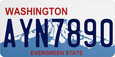 WA license plate AYN7890