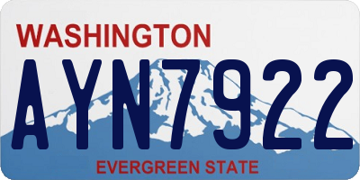 WA license plate AYN7922