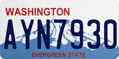 WA license plate AYN7930