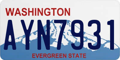WA license plate AYN7931