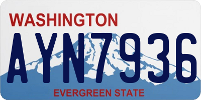 WA license plate AYN7936