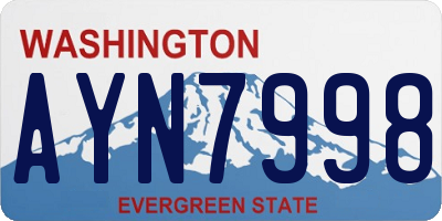 WA license plate AYN7998