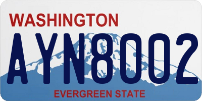 WA license plate AYN8002