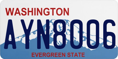 WA license plate AYN8006