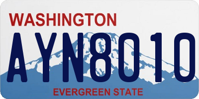 WA license plate AYN8010