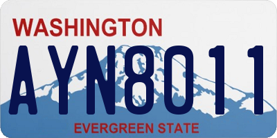WA license plate AYN8011