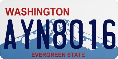 WA license plate AYN8016