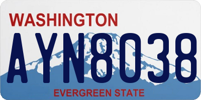 WA license plate AYN8038