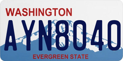 WA license plate AYN8040