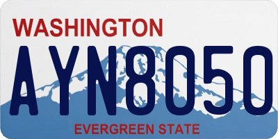 WA license plate AYN8050
