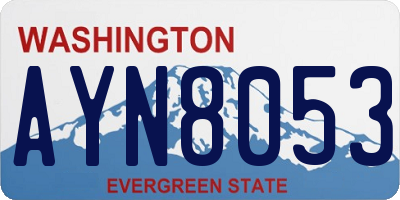 WA license plate AYN8053