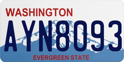 WA license plate AYN8093