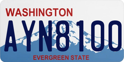 WA license plate AYN8100