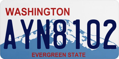 WA license plate AYN8102
