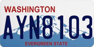 WA license plate AYN8103