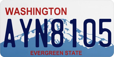 WA license plate AYN8105