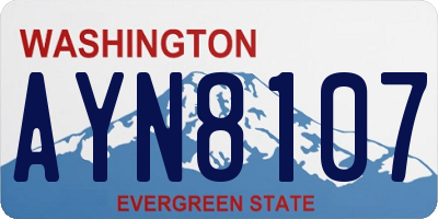 WA license plate AYN8107