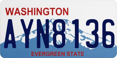 WA license plate AYN8136