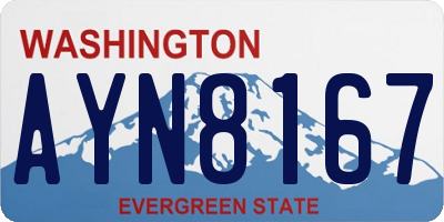 WA license plate AYN8167