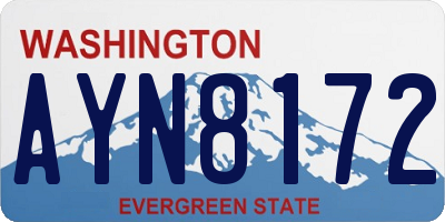 WA license plate AYN8172