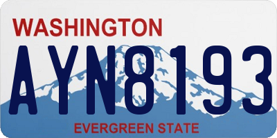 WA license plate AYN8193