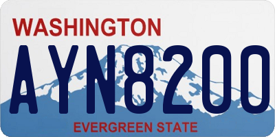 WA license plate AYN8200