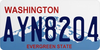 WA license plate AYN8204