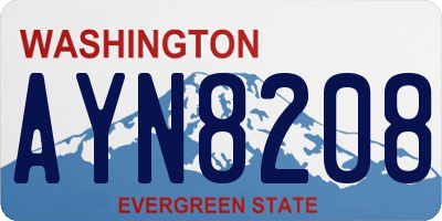 WA license plate AYN8208