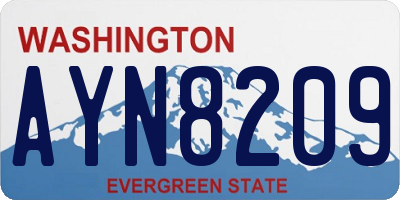 WA license plate AYN8209